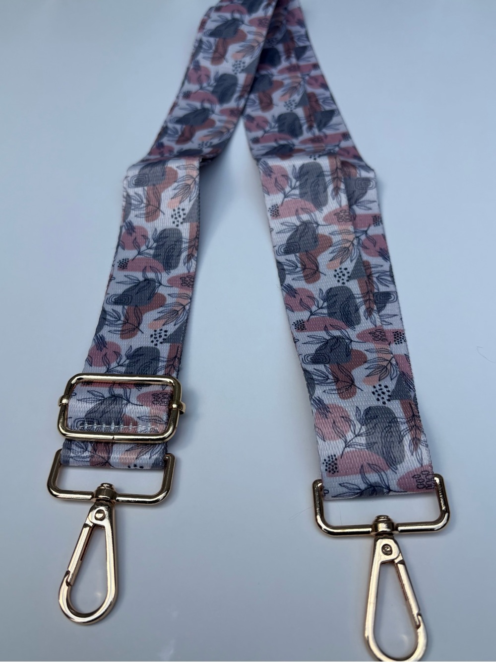 Replenishment wide Adjustable Floral Print Bag Strap in Blush and Gray New